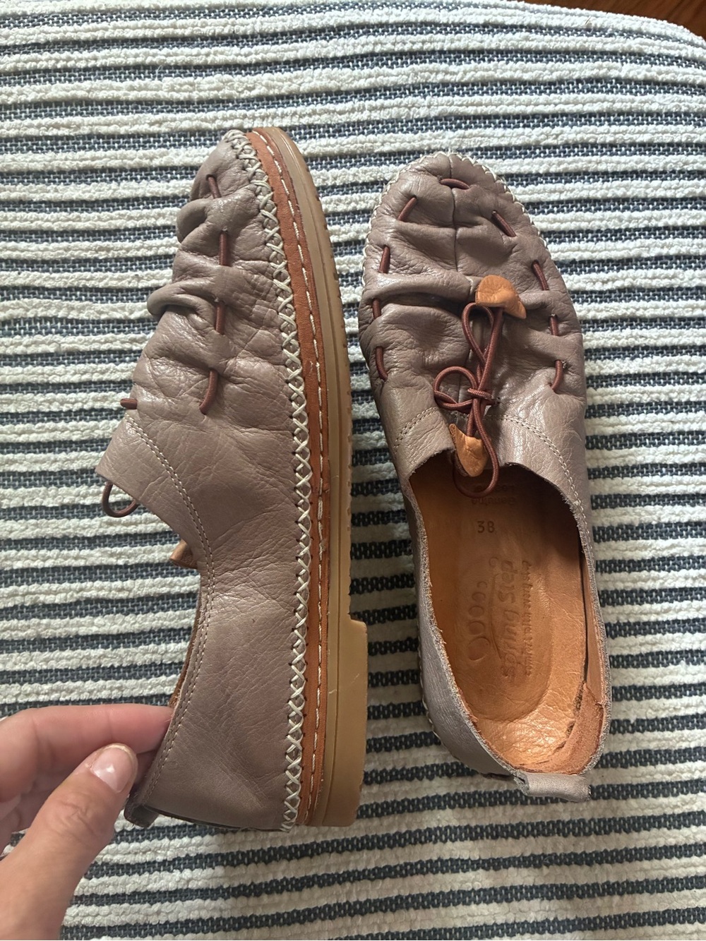 Spring Step Women's Taupe Leather Slip-On Casual Shoes